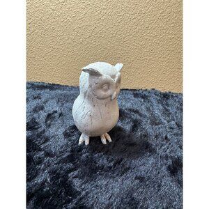 Rustic Owl Figurine Statue White Silver Glitter For Home & Garden Decor
